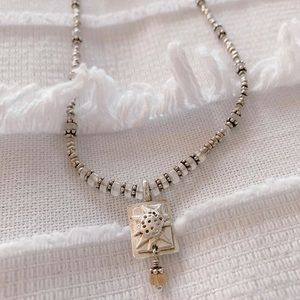 Silver Quartz Necklace with Silver Cast Sunflower